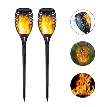 

2pcs Solar Light Control Solar Flame Light Dance Flame Outdoor Waterproof Garden Torch Lamp for Courtyard Garden Balconym New