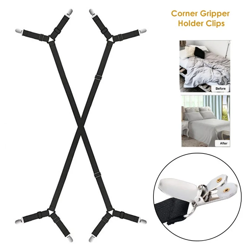

2Pcs/Set Bed Sheet Clips Fixing Clip 4 Corners Suspenders Straps Adjustable Mattress Convenient Sofa Cushion Non Slip Home