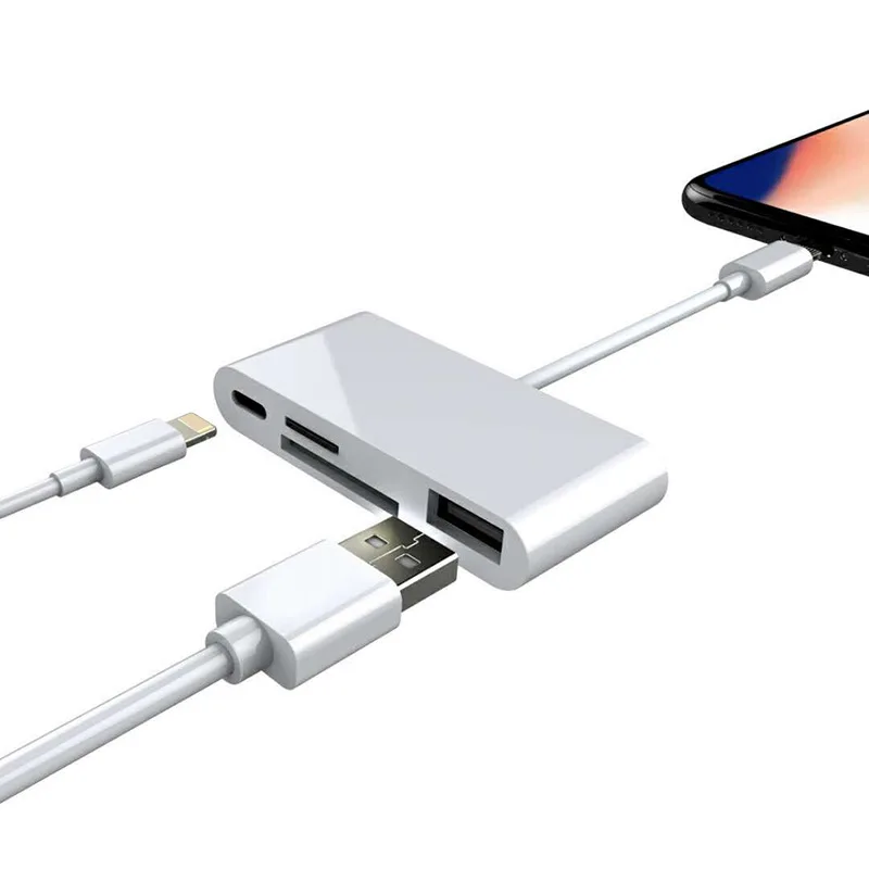 Для зарядки Apple OTG мульти-функциональный четырех-в-одном устройство для чтения карт памяти sd карты OTG мульти-функциональный Apple кард-ридер