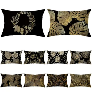 

Pillow Cover Cushion Covers Black Gold Plant Series Peached Pillowcloth Decoration for Home Car Bed Sofa Living Room
