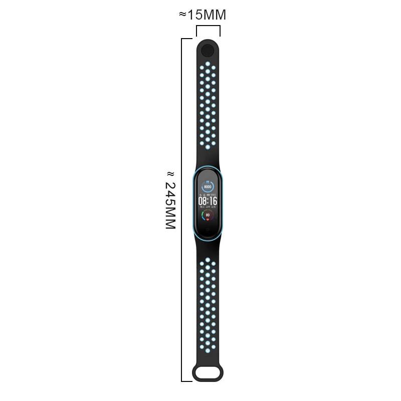 Silicone Strap for Xiaomi Mi Band 3 4 5 6 Two-color Strap Porous Anti-sweat Sport Breathable Buckle Replacement Wrist Belt