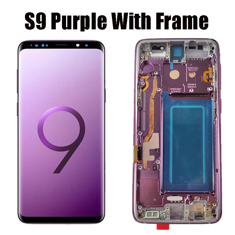 2960*1440 ЖК-дисплей с рамкой для SAMSUNG Galaxy S9 дисплей S9+ Plus G960 G965 сенсорный экран дигитайзер с сервисным пакетом - Цвет: S9 Purple With Frame