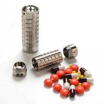 

Hot Portable Titanium Alloy Seals Bottle Waterproof Canister Medicine Bottles Capsule Pill Tank Outdoor EDC First Aid Supplies