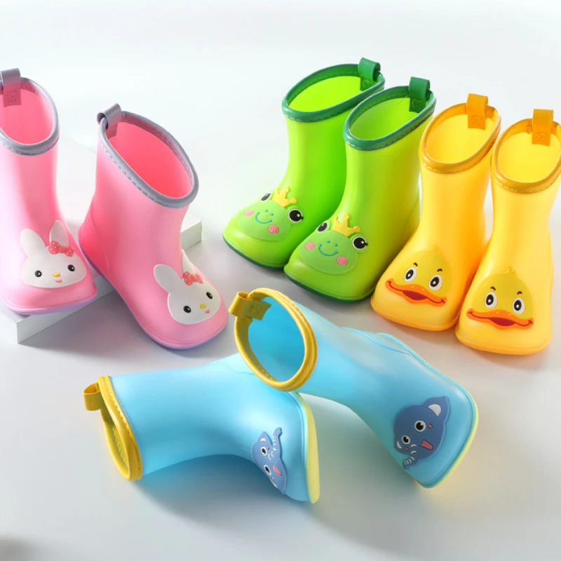 Botas de lluvia para niños y niñas, zapatos de agua ligeros prácticos, impermeables, color amarillo| | -