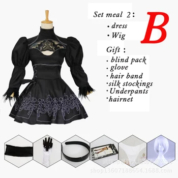 

Cosplay Suit Anime Women Outfit Chinese Size Nier Automata Yorha 2B Disguise Costume Set Fancy Halloween Girls Party Black Dress