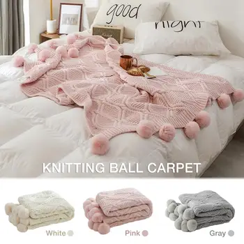 

Ball Blanket Chenille Plush Knitting Carpet Nordic Decorative Air Conditioning Sofa Blanket for Home Decoration Textile