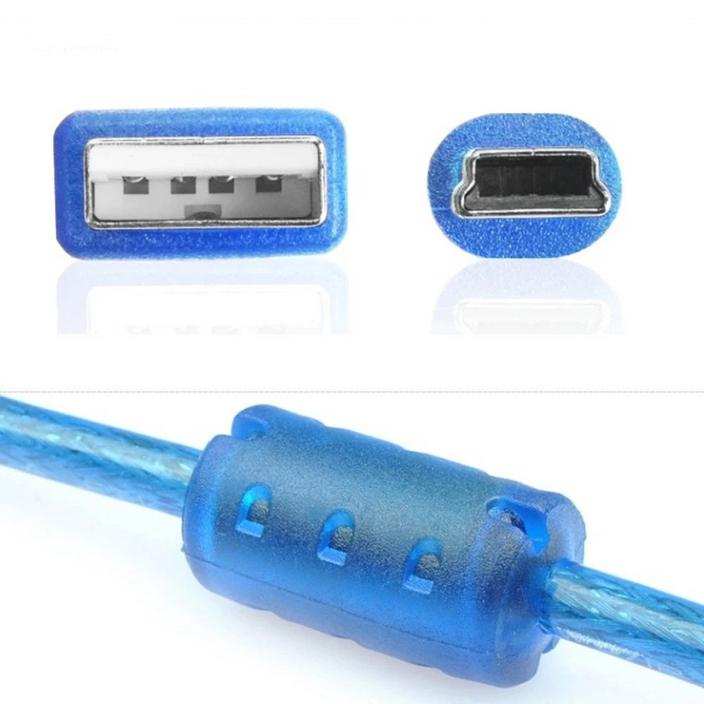 USB 2,0 Тип A в Mini 5Pin Мужской кабель для передачи данных 30 см 3 м 150 см 5 м Мини 5P USB кабель из фольги+ плетеный кабель для передачи данных помехи