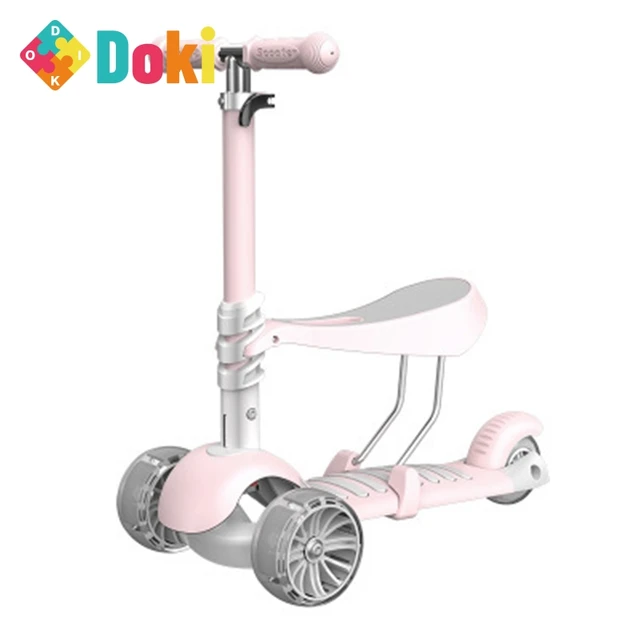 Doki Toy Child Scooter 2-6 Ages Flashing Wheel Adjustable Boy Girl Kids Scooter Folding Aluminum Alloy Skateboard Popular 2021 1