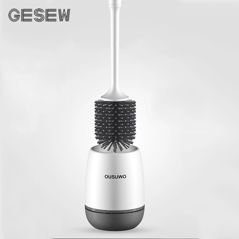

GESEW Toilet Brush TPR Soft Head Quick Draining Easy Cleaning Wall-Mounted Or Floor-Standing Toilet Brush Bathroom Accessories
