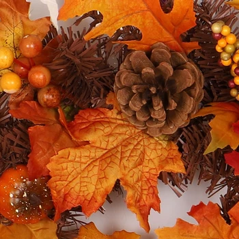 

Autumn Pumpkin Maple Leaf Ornament LED Halloween Pine Cone Rattan Thanksgiving B0KC