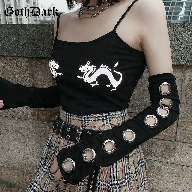 

Женские перчатки без пальцев Goth Dark Mall Goth гранж-панк, черные модные эластичные перчатки унисекс с длинным рукавом в стиле Харадзюку для девочек