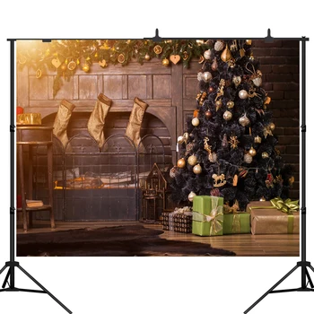 

Lyavshi Christmas Tree Wooden floor sock Decoration Photography Background Photographic Backdrop For Photo Studio