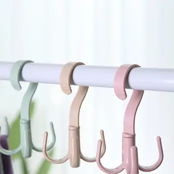 

Multifunctional 360 Degrees Rotatable Four Claws Coat Clothes Towel Hanger Hook Household Portable Hooks Random Color