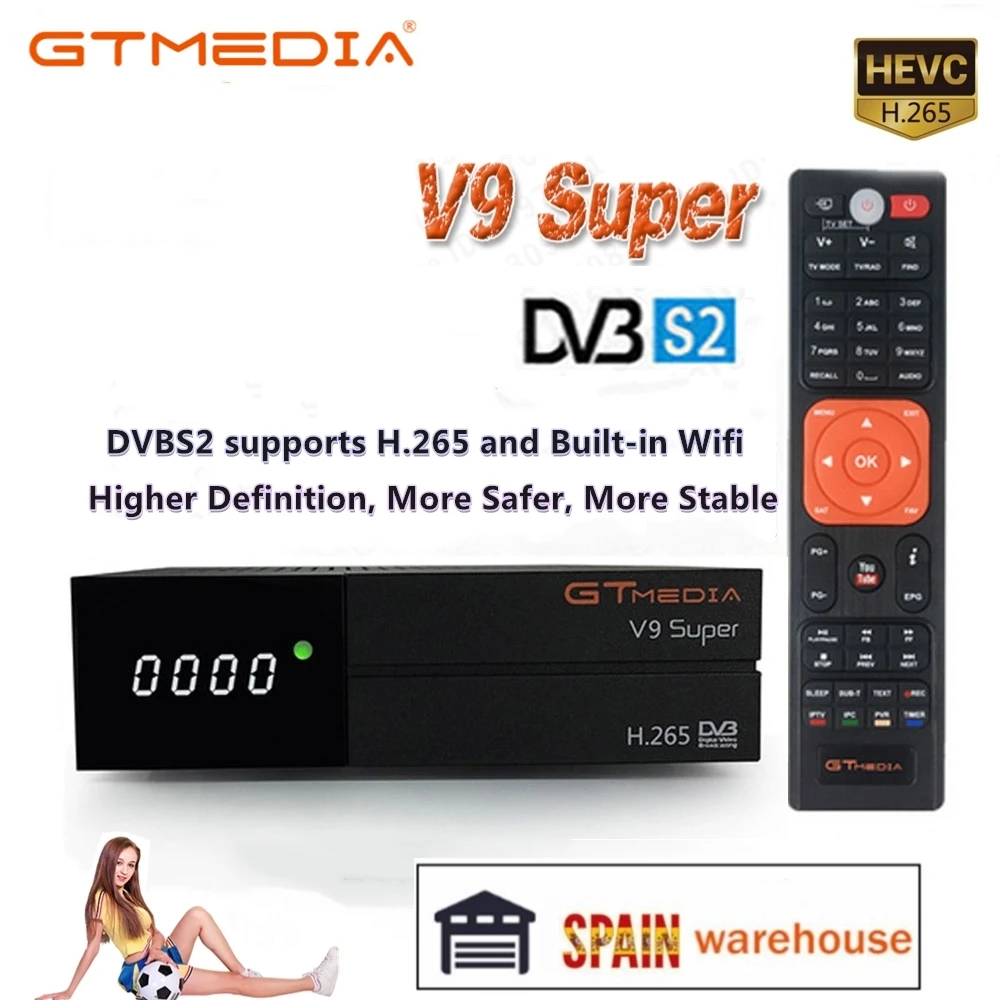 Приемник Gtmedia V9 супер Встроенный Wi Fi питание от freesat v8 DVB S2 поддержка RCA power Vu DRE Biss key