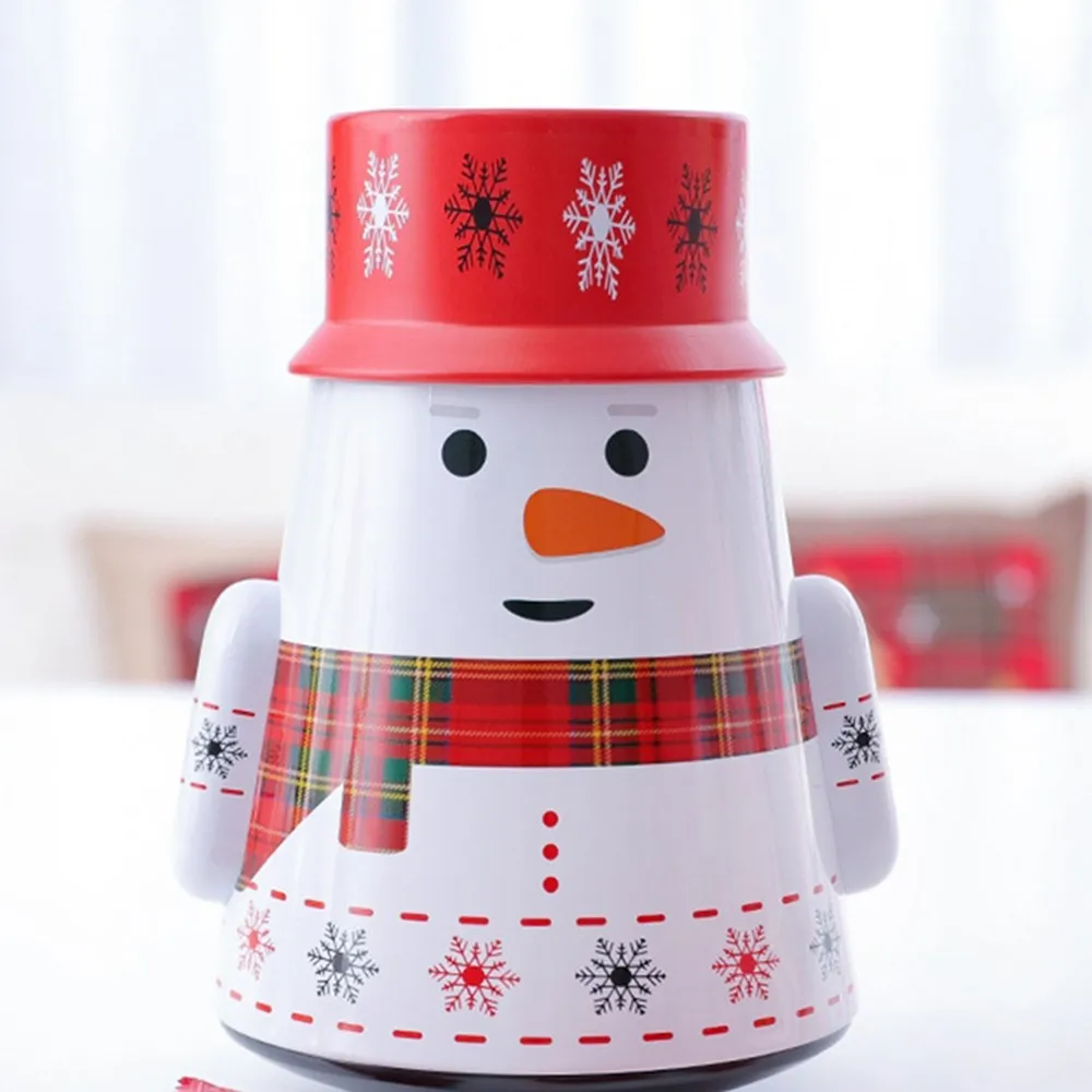 snowman Милый Санта-Клаус в форме снеговика банка для хранения конфет Рождественская неваляшка жестяная коробка для конфет Подарочная коробка детская креативная подарочная коробка - Цвет: snowman