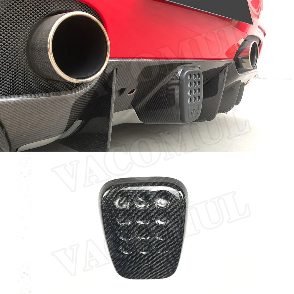 

1Pc Dry Carbon Fiber Car Rear Bumper Diffuser Decoration Cover With Camera Hole Case for Ferrari 488 N Style 2015-2018