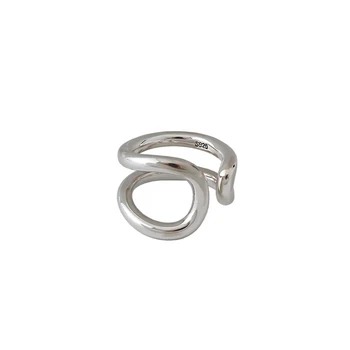 

JAECLNCY 925 Sterling Silver Ring Elegant Twist Ring For Women 18k Gold Ring Open Thick Line Fine Jewelry Niche Korean Europe