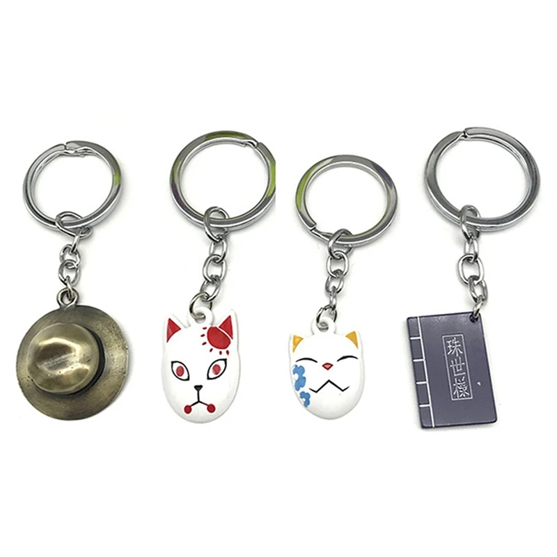 Demon Slayer: Kimetsu no Yaiba Keychain Kamado Tanjirou Sabito Makomo Keychain Floral fox Mask gift souvenir Anime collection