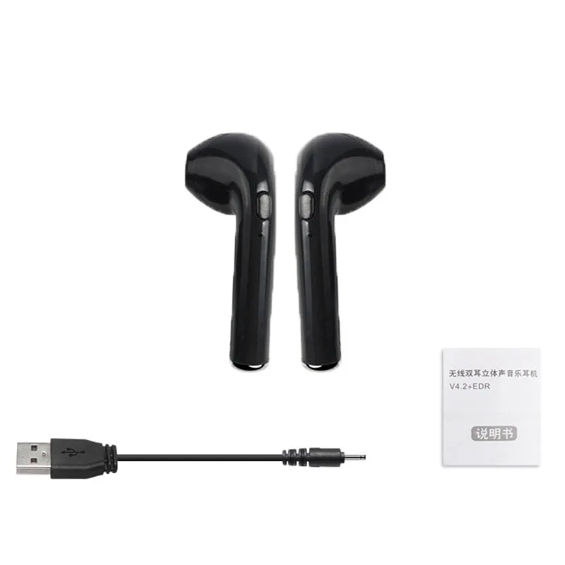 I7 Bluetooth беспроводные наушники-вкладыши для i7s tws наушники спортивные с микрофоном для iPhone samsung huawei LG PK i9 i11 i12 i14 i200 - Цвет: two black