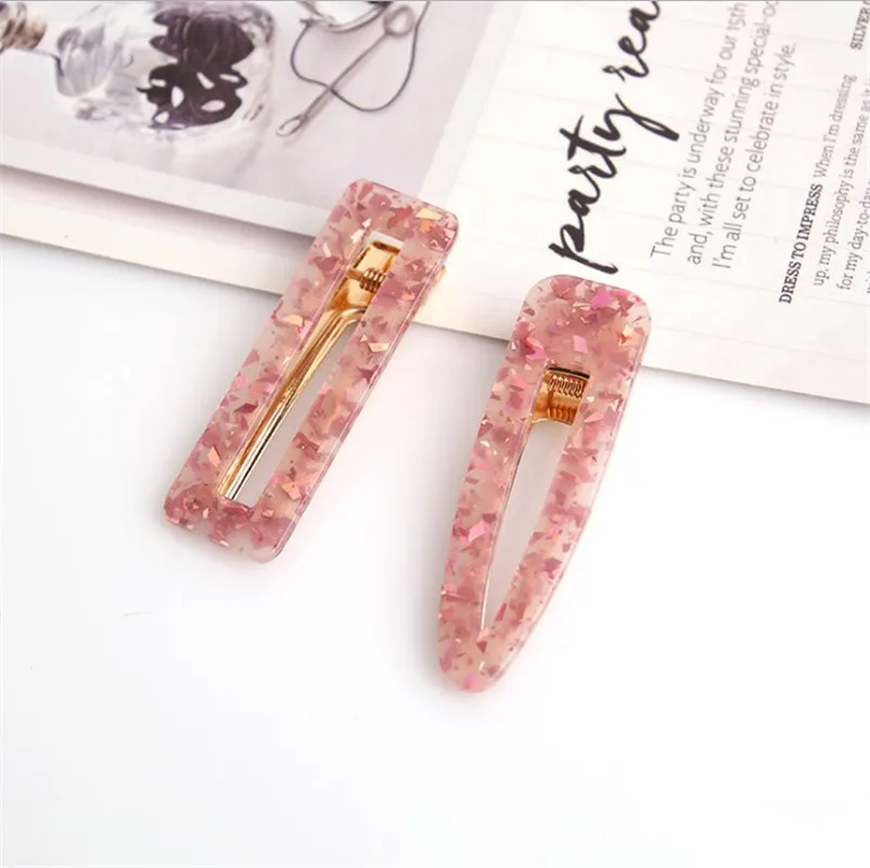 PINK 2 шт. винтажные полые заколки для волос для женщин леопардовая мраморная текстурированная Геометрическая Заколка-Утконос заколка для волос аксессуары для волос - Цвет: PINK