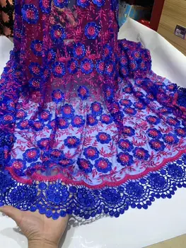 

Hot Sale 2019 African Cotton Swiss Voile Lace High Quality Swiss Voile Lace in Switzerland Royal blue Lace Fabric with Stones