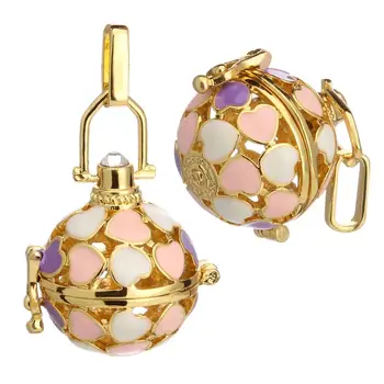 

XINYAO 2pcs Essential Oil Diffuser Perfume Heart Locket Pendant Cage Gold/Rhodium Color Floating Charms Pendants Jewelry Making