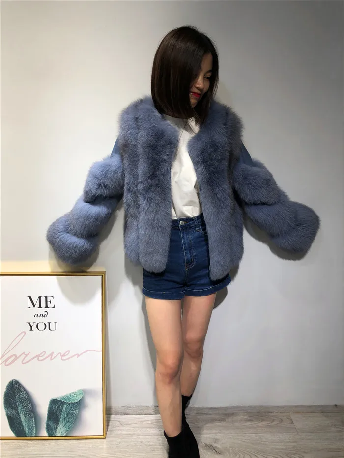 New Coming Thicken Temperament Natural Fur Coat Premium Trendy Outwear New Real Fox Fur Coat Fashion Luxury Warm Coat For Girls