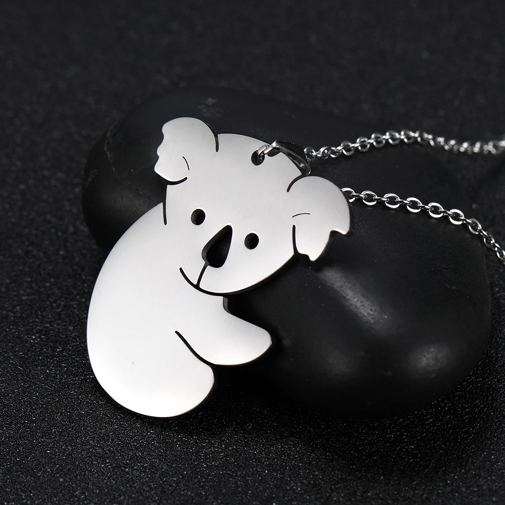 Bear Silver Lemegeton Милая Панда Сова Медведь свинья собака кошка ожерелье женское из нержавеющей стали ювелирные изделия друзья подарок животное Чокер ожерелья бижутерия - Окраска металла: Bear Silver
