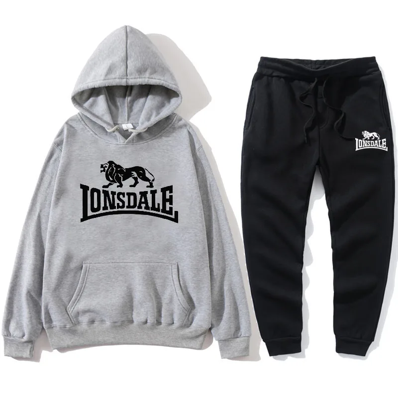 

Autumn new casual simple fashion comfortable hooded sweatshirt + sweatpants suit men and women hip hop pullover two-piece suit