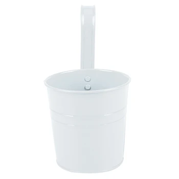 

Flower Pot, Hanging Flower Pots, Garden Pot Balcony Planters Metal Bucket Flower Holders (White)