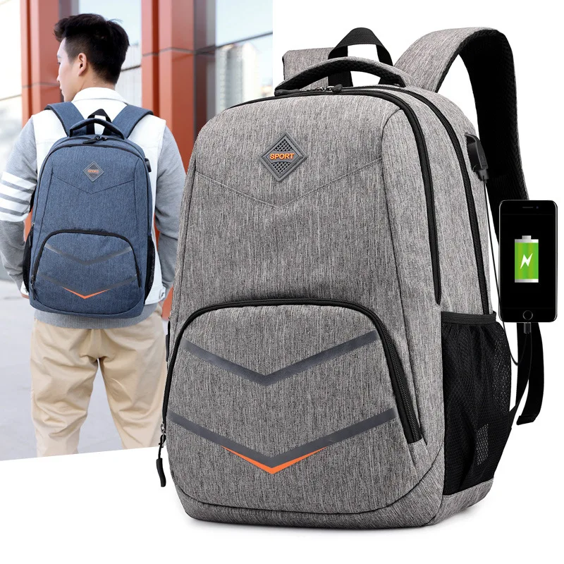 

New Style Backpack Fashion Men USB Charging Backpack Computer Bag Large Capacity College Style Waterproof Backpack