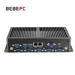 BEBEPC – Mini PC industriel Windows 10/Linux, Core i7 i5 4200u, Celeron 2955U, wi fi HD, 6 x rs 232, RS485, ordinateur, double LAN, 6 x COM, Fanless 
