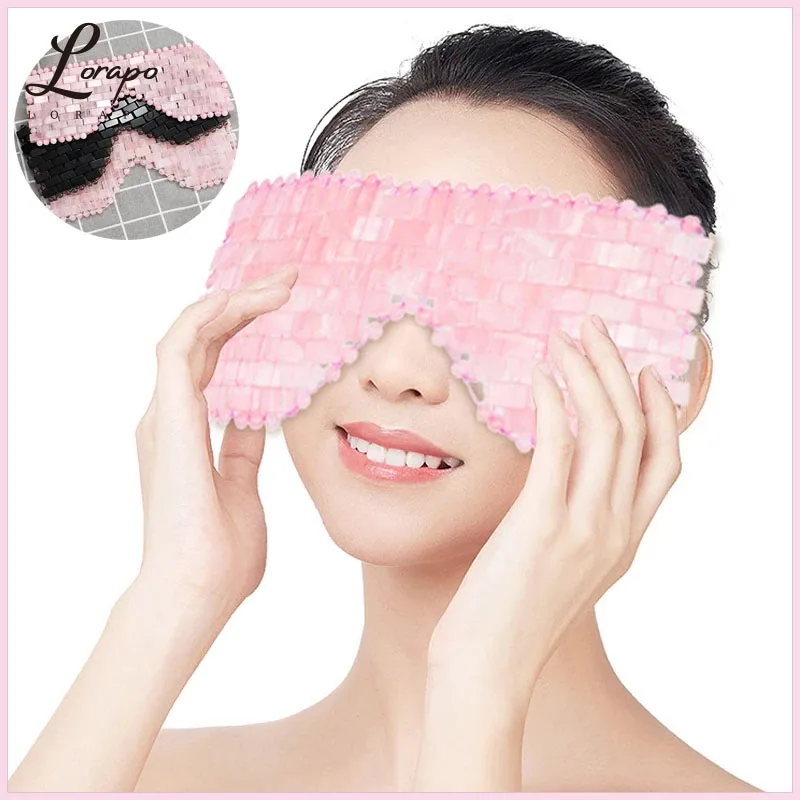 Rose Quartz Jade Eye Mask Facial Massager Natural Stone Cold And Heat