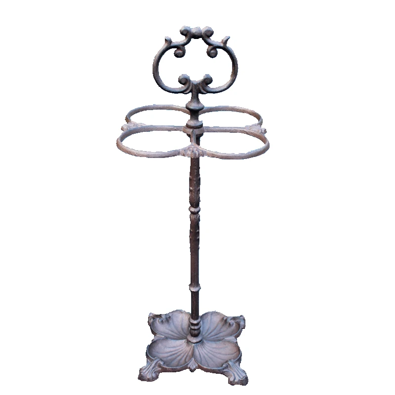 Retro Industrial Cast Iron Umbrella Holder With 4 Storage Circle Antique Rustic Home Lobby Footed Standing Umbrella Storage Rack