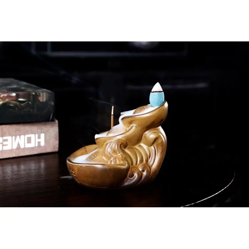 Financial Resources Safe Ceramic Censer Backflow Incense Burner Smoke Waterfall Incense Sticks