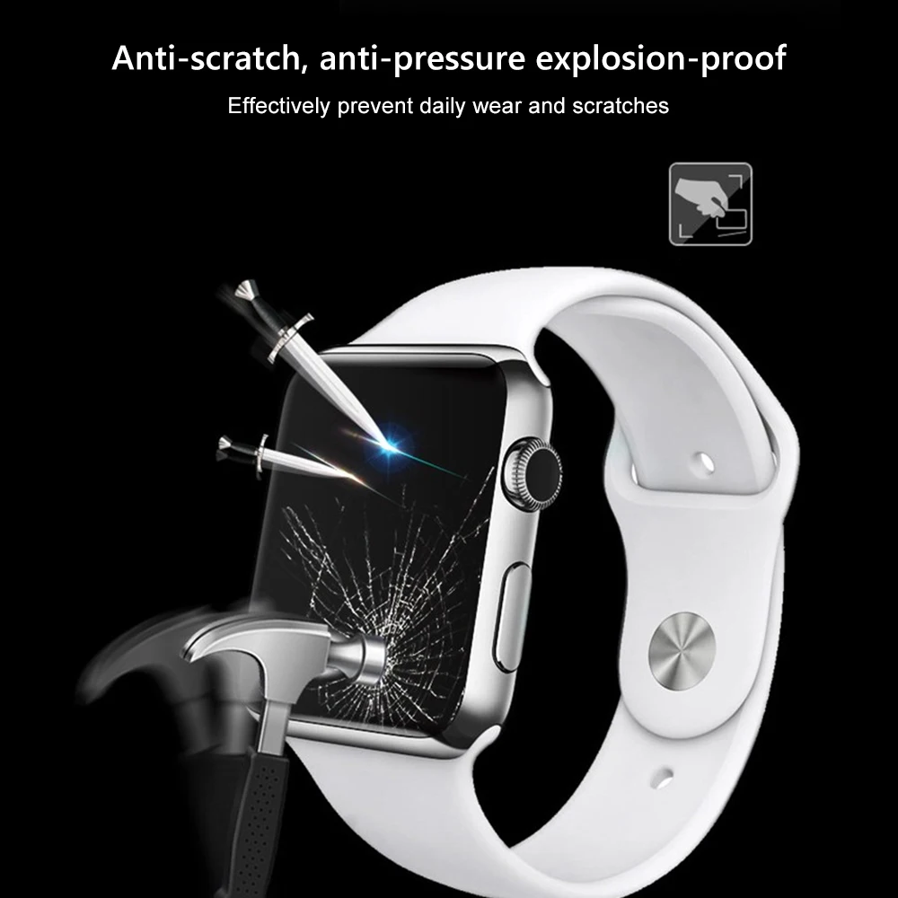 3D закаленное стекло для apple watch серии 1 2 3 4 защитная пленка для экрана для apple watch 44 мм 40 мм 38 мм 42 мм силикон