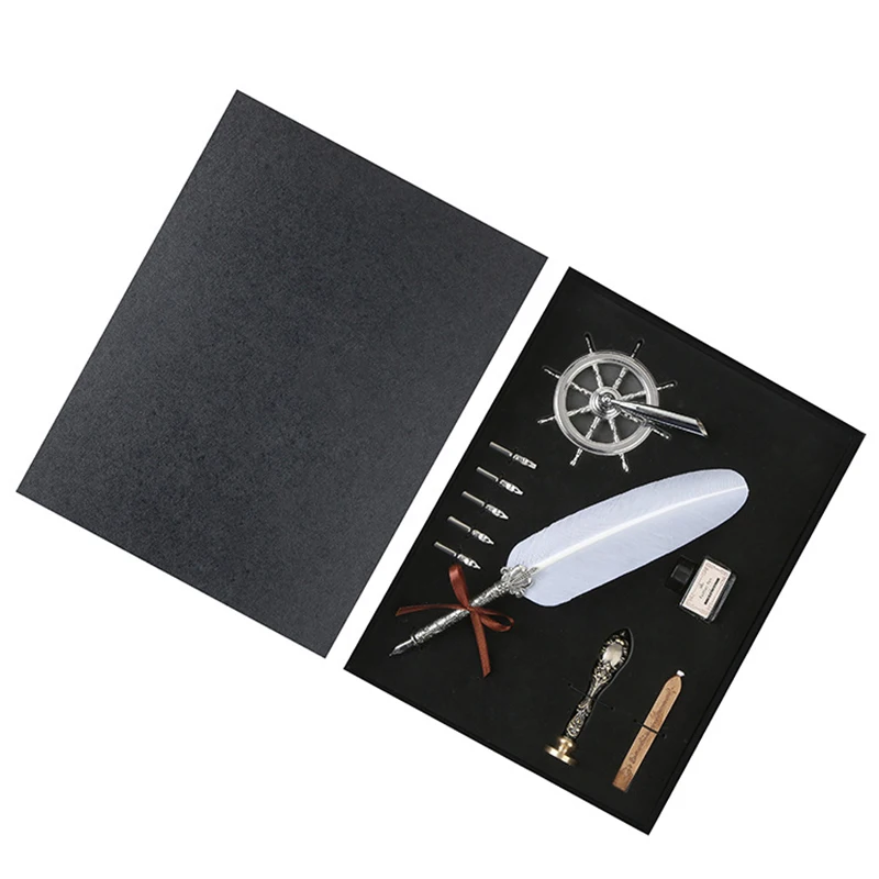 Антикварная перьевая ручка Dip набор для письма Редкие канцелярские принадлежности подарок с коробкой - Цвет: White