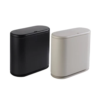 

2 Pcs Trash Cans Garbage Classification Rubbish Bin Dustbin Bucket Press-Type Waste Bin, Black & Khaki