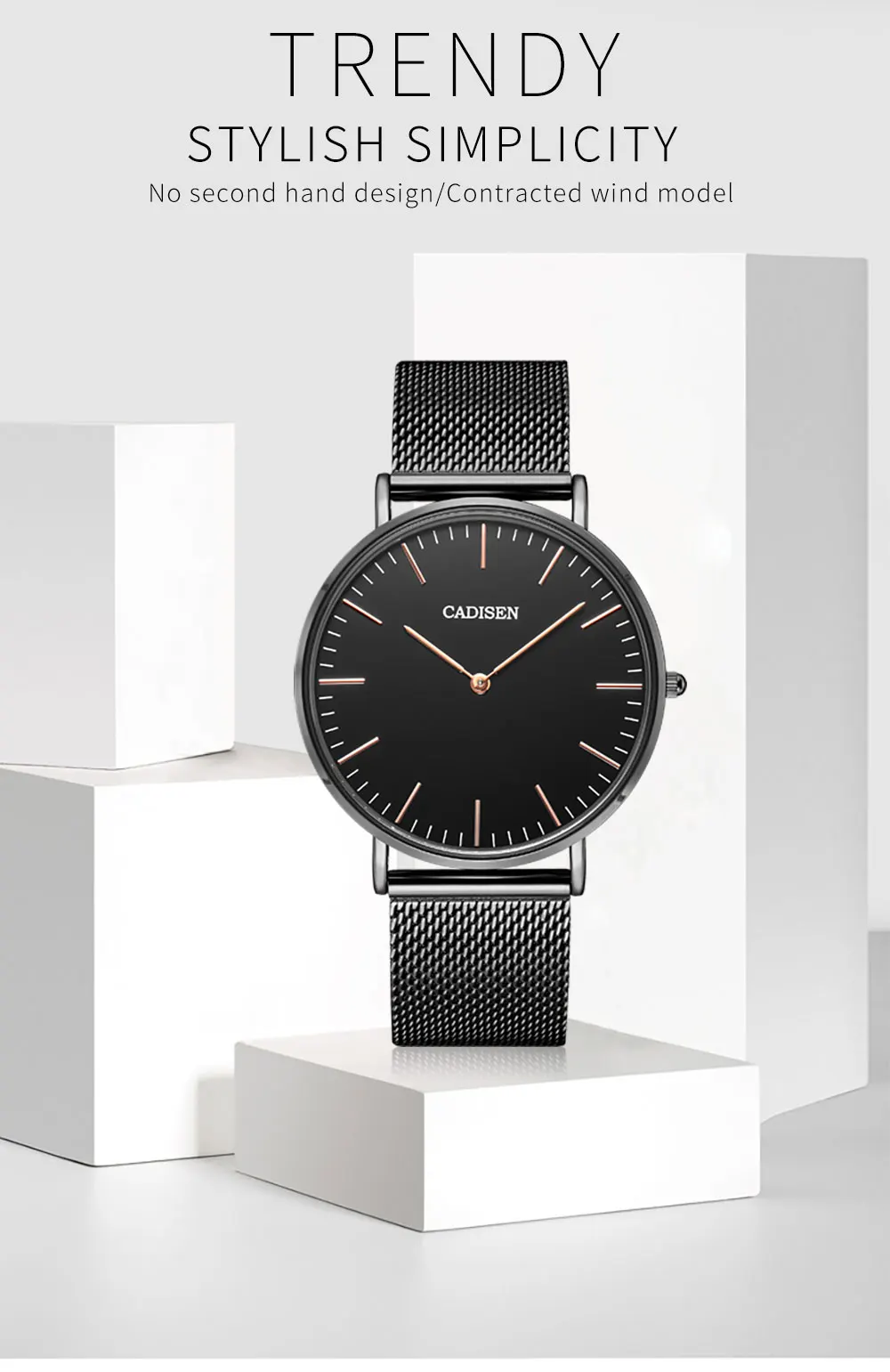 CADISEN мужские часы ультра-тонкие простые модные деловые кварцевые часы для отдыха водонепроницаемые часы из нержавеющей стали Reloj Hombre