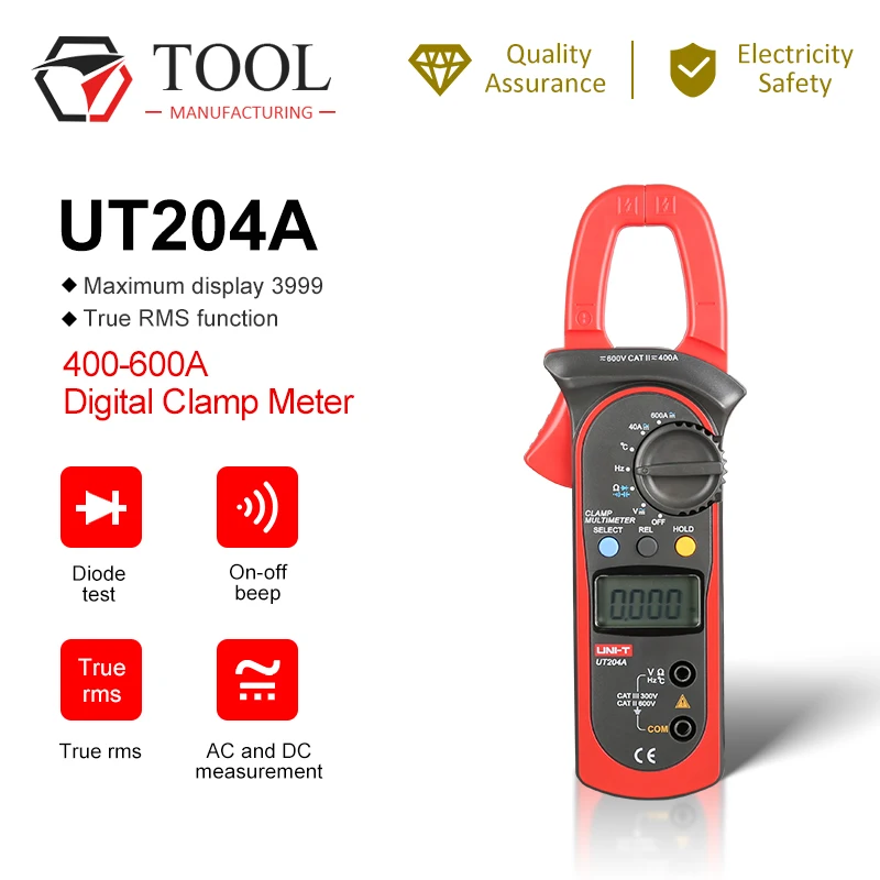 Ручные клещи UNI T UT204A 400 600A UT204A/UT203 конденсатор температуры постоянного и