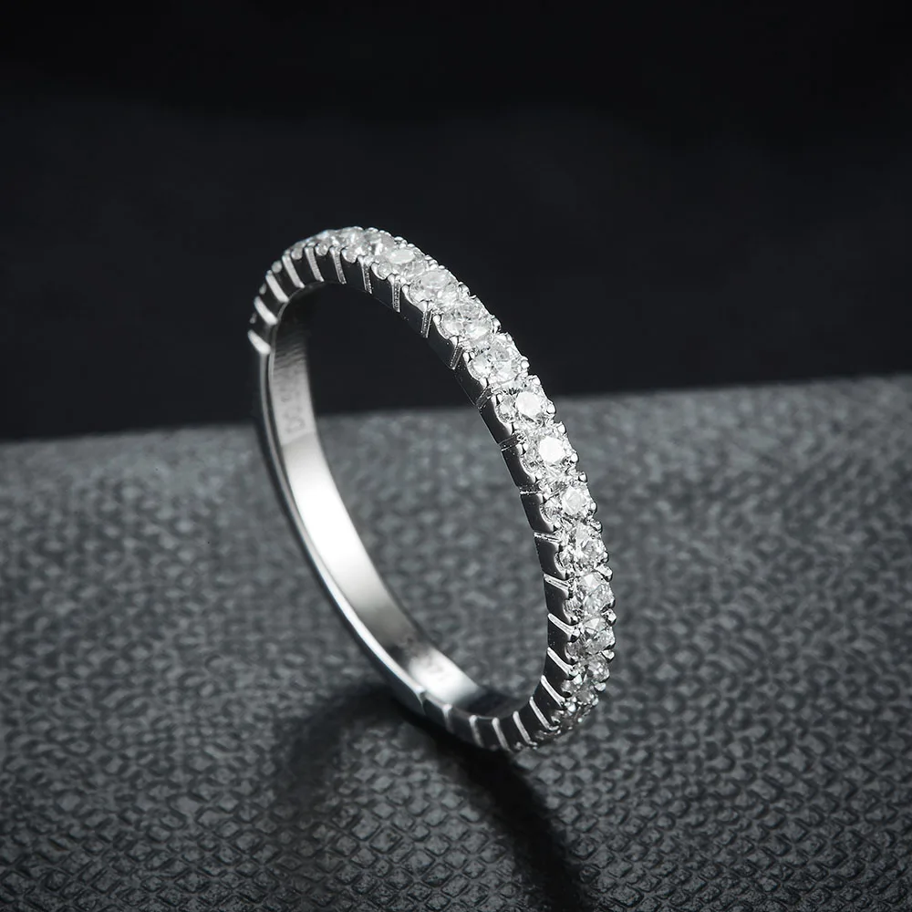 Niceems 14K 585 Белое золото 0 50 CTW Moissanite Pave Matching Half Eternity свадебный браслет|Кольца| |