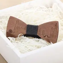 Известный американский город узор ручной работы бамбуковый деревянный регулируемый галстук-бабочка для мужчин мальчиков галстук для свадебной вечеринки вязаный костюм аксессуар