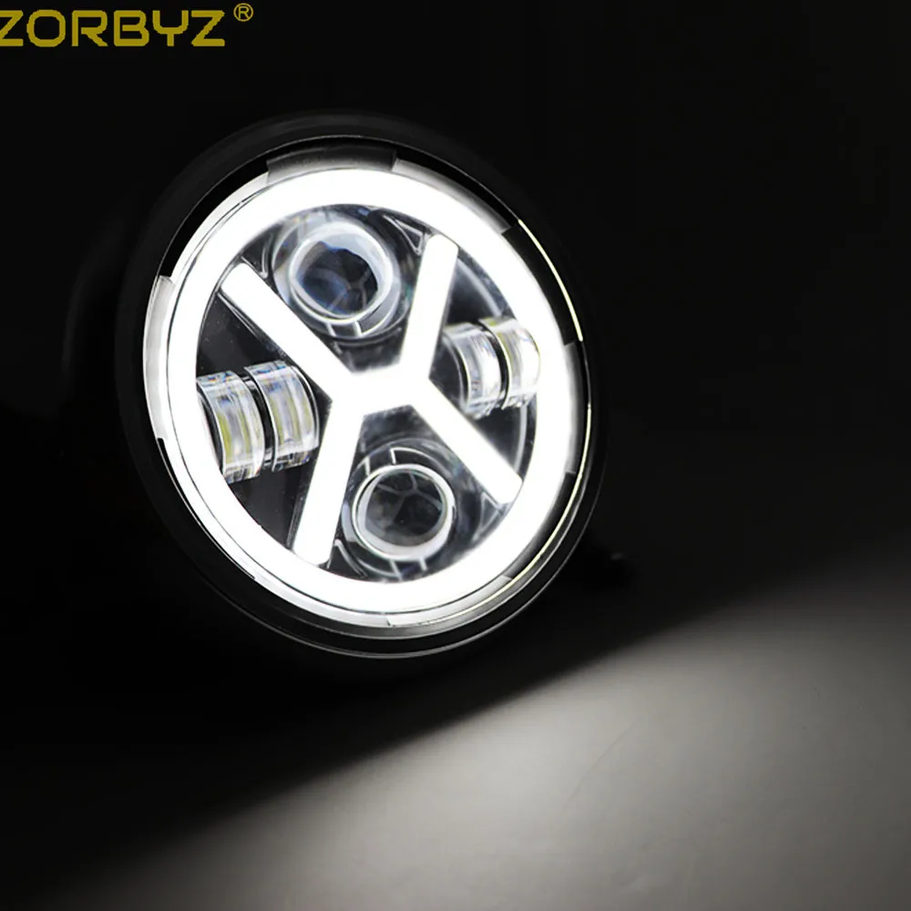 ZORBYZ мотоцикл 7 ''круглый светодиодный проектор Модифицированная фара с Halo Кольцо DRL для Honda CB400 CB500 кафе гонщик на заказ