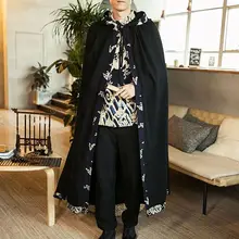 Хлопок и лен черный Паладины кунг-фу ушу накидка Ретро Мужская одежда пальто hanfu ветровка косплей плащ с капюшоном