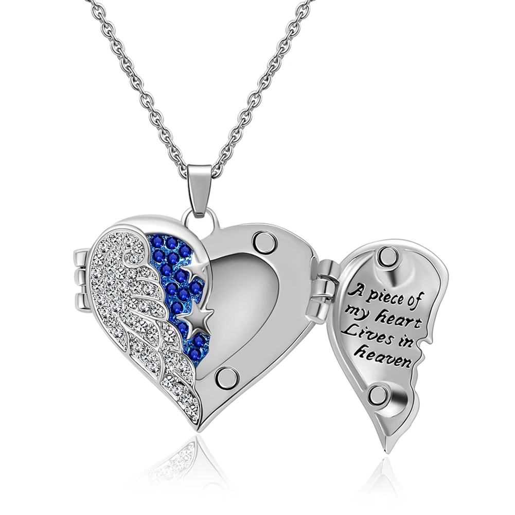 A piece of my heart lives in Heaven Memorial Keepsake Necklace Remembrance Jewelry 