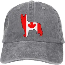 Немецкая овчарка флаг Канады взрослая Пряжа-окрашенная джинсовая кепка дальнобойщика бейсбольная Кепка