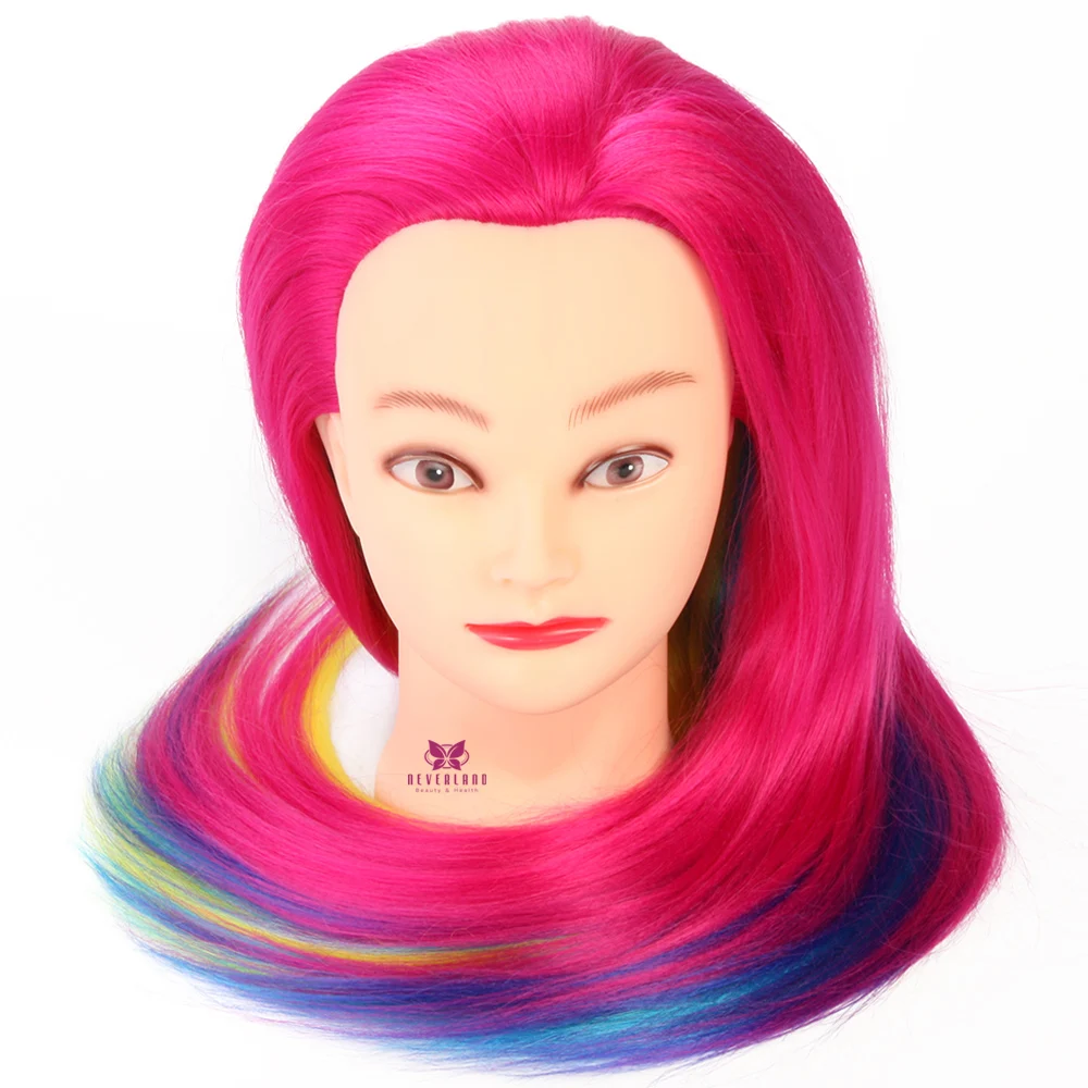 Синтетические волосы парикмахерский манекен красочные волосы парик голова 2" Салон дизайн прическа обучение голова манекен кукла стиль+ зажим