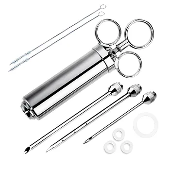 

Kitchen tools material seasoning turkey meat injector stainless steel cooking injector injection 3 needle meat tool