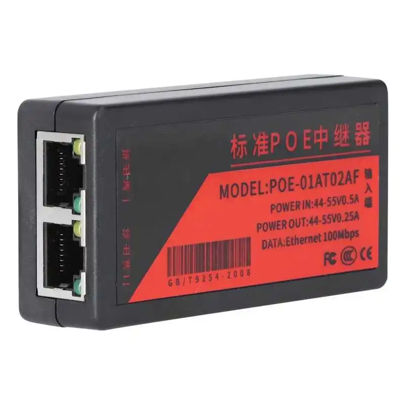 Repetidor POE extensor de red estándar, adaptador de cámara de 100Mbps, divisor 8,8x4,2x2cm