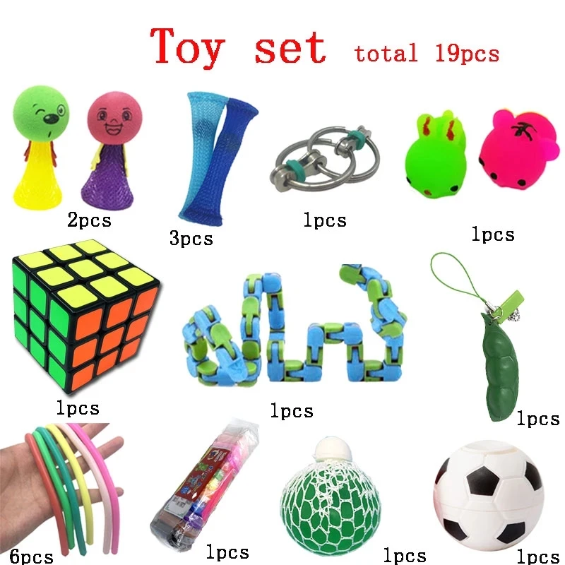 

New Relieve Fidget Combination 19 Pieces Extrusive-Solving Kids Toys Set Various Styles Wholesale